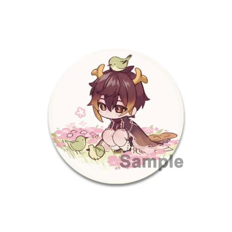 32/44/58mm Anime Genshin Impact Badge Zhongli Cartoon Brooches On Backpack Clothes Handmade Round Enamel Pins for Jewelry Gift Accessories