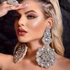 Преувеличенные серьги, полностью усыпанные бриллиантами, с ретро-дизайном, серьги со стразами, аксессуары для подиума