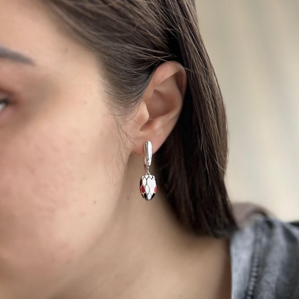 Серебряные серьги с емаллю (2151296)