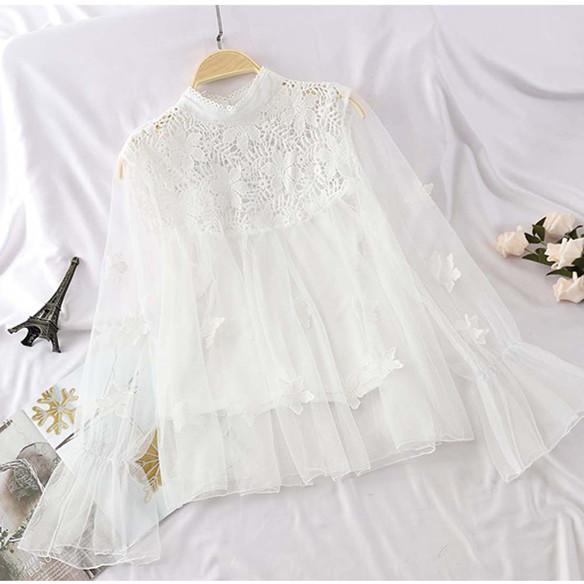 GMXIA Женские модные повседневные весенне-осенние однотонные блузки и рубашки с круглым вырезом и длинными рукавами с принтом