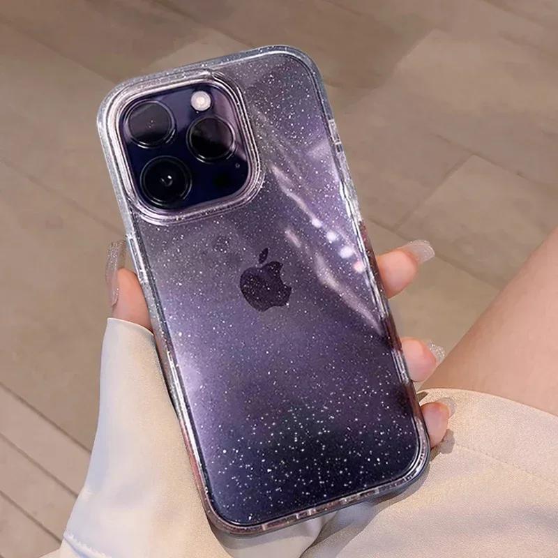Роскошный блестящий бампер Bling прозрачный чехол для iPhone 16 15 14 13 12 11 Pro Max mini X XS Max XR Plus силиконовый акриловый чехол