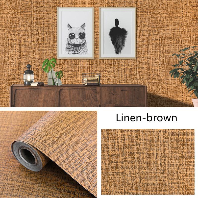 Льняной узор Самоклеящиеся обои Утолщенные водонепроницаемые наклейки Имитация льняных обоев Самоклеящиеся наклейки для стен дома