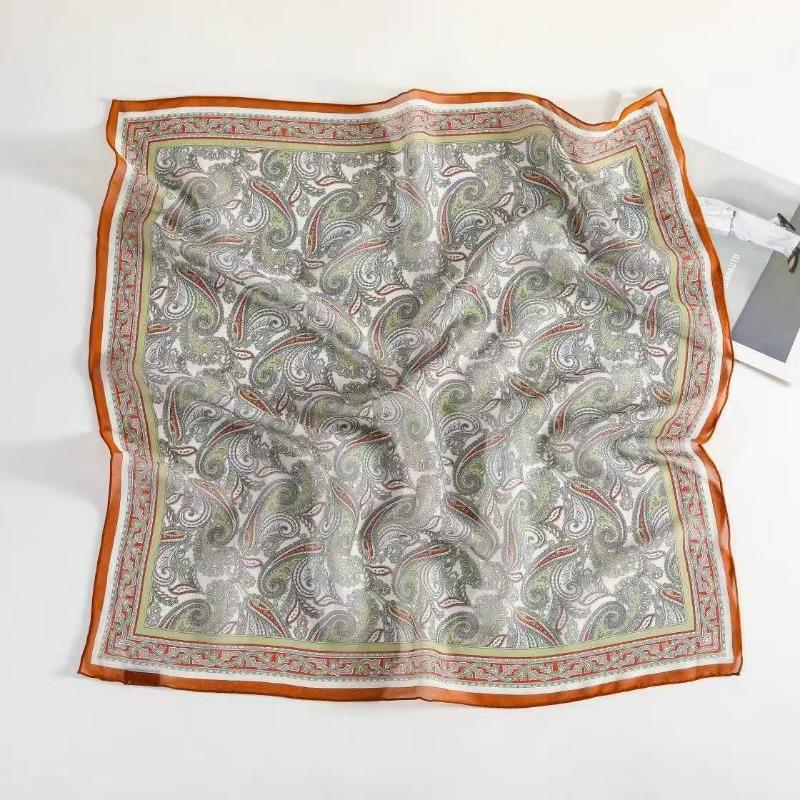 Spring and Summer New 100% Mulberry Silk Georgette Silk Scarf Women's Retro Lazy Chinese Square Scarf Premium Scarf Accessories