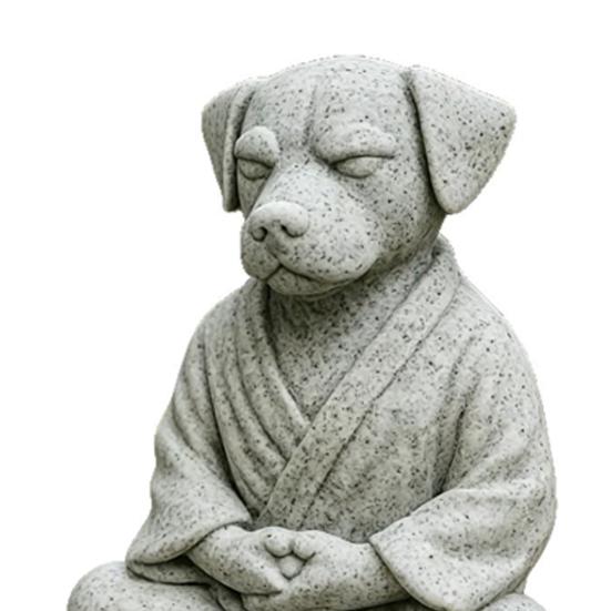 3D Printed Meditating Dog Statue, Cute Zen Puppy Sculpture, Retro Desk Decor for Home & Office, Unique Gift for Dog Lovers