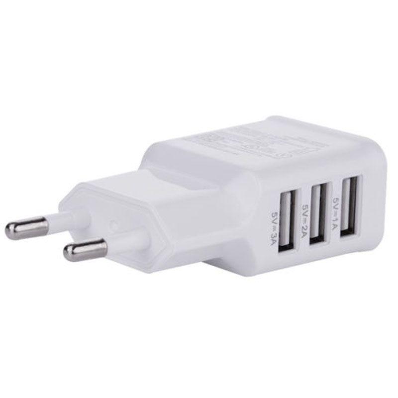 Умное USB настенное зарядное устройство для телефона Samsung, 3 порта, штекер EU, естественное охлаждение, белое