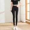 Summer New Black Small Feet Elastic High Waist Thin Nine-point Pencil Black Pants