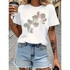 Женская модная футболка - Цветочный креативный дизайн, принт, короткий рукав, европейский размер
