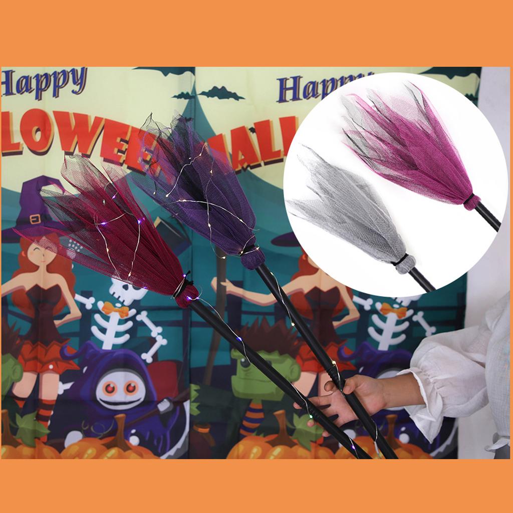 35 Inch Halloween Witch Broom Scary Halloween Props Cosplay Witch Broom Props Ornament Halloween Gift for Halloween Birthday Supplies Cosplay Favors