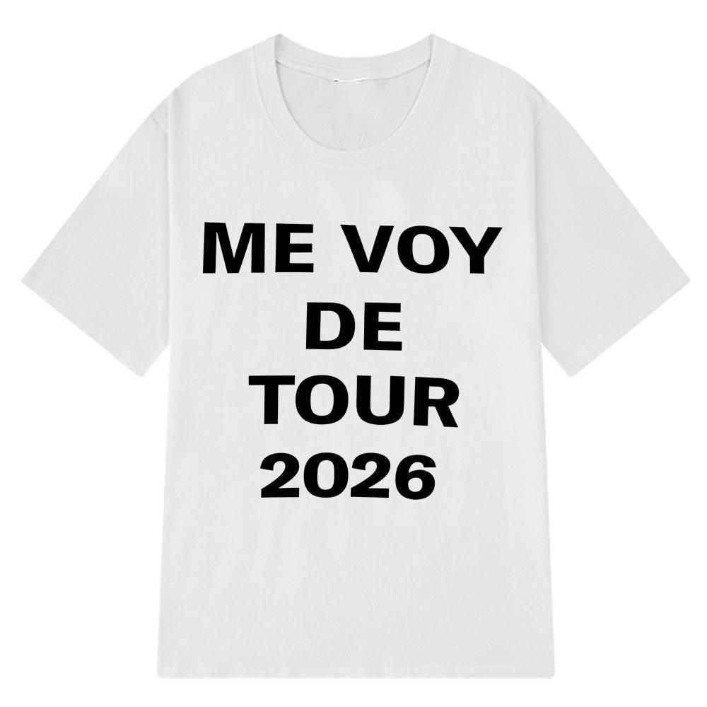 Певица Розалия Me Voy The Tour 2026 Печатная футболка Мужская Женская Модная футболка Короткий рукав 100% Хлопок Оверсайз Хип-хоп Футболки
