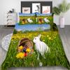 3D Printed Rabbit Bedding Set Cute Animal Down Duvet Cover Pillowcase 2/3 Pieces AU/EU/DE Full Size Soft Home Textile Easter Quilt Cover