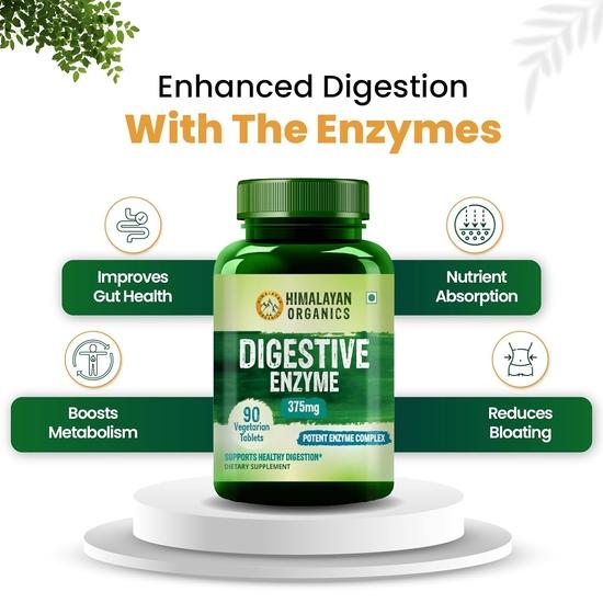 Himalaya Пищеварительный фермент N Organics с добавкой бромелайна и папаина | Поддерживает пищеварение и улучшает усвоение питательных веществ - Упаковка из 90 таблеток