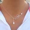 Chic And Stylish Alloy Leaf Pearl Necklace Perfect For Summer Fashion Trends