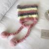 New Bag Hat Cute Color Matching Striped Letter Plush Ear Hat Warm and Versatile