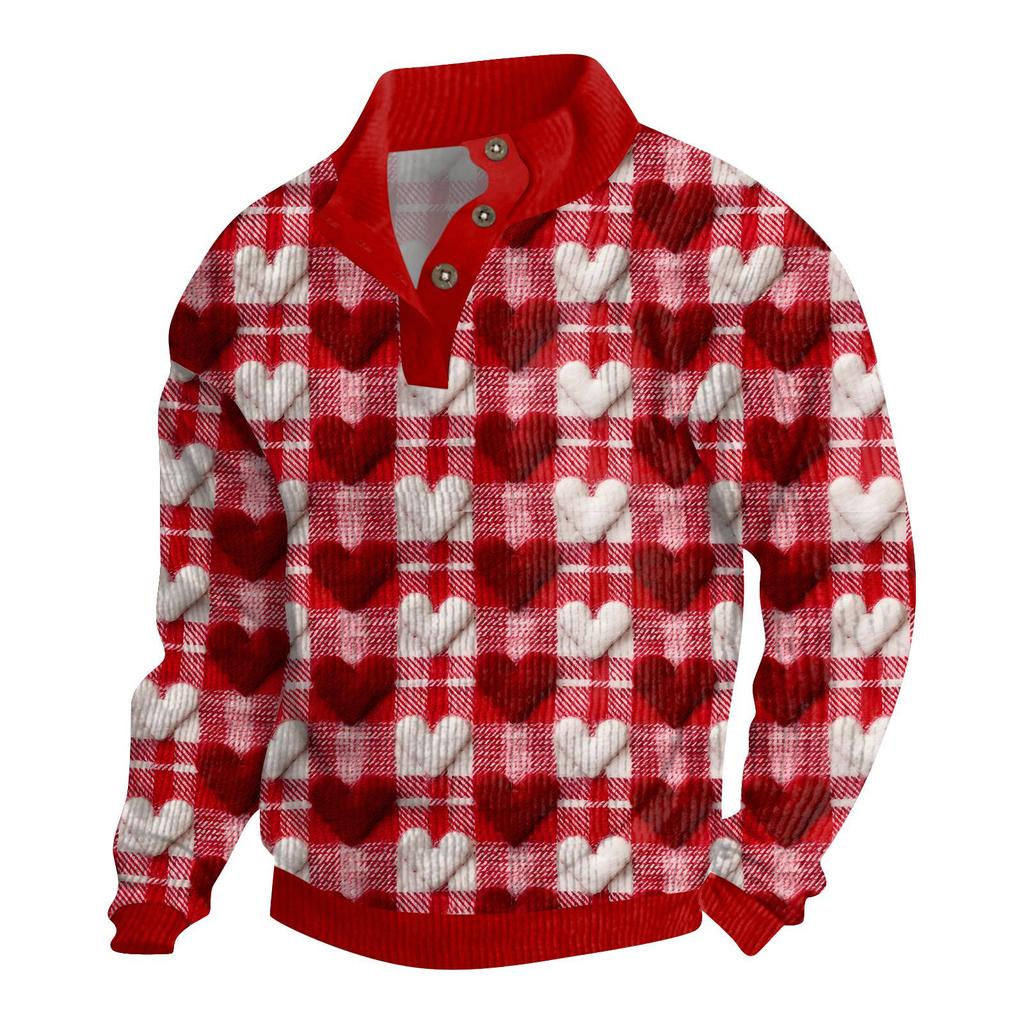 Мужская хлопковая рубашка-пуловер с длинным рукавом для активного отдыха, винтажная вельветовая рубашка с воротником-стойкой и пуговицами, повседневная толстовка с принтом