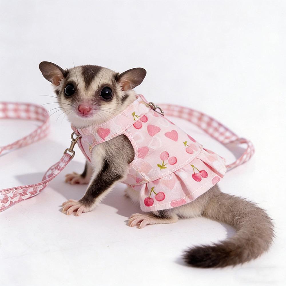 Adjustable Ferret Harness Skirt Breathable Escape-Proof Guinea Pig Chest Strap with Strap Straps Flower Pattern Hamster Vest