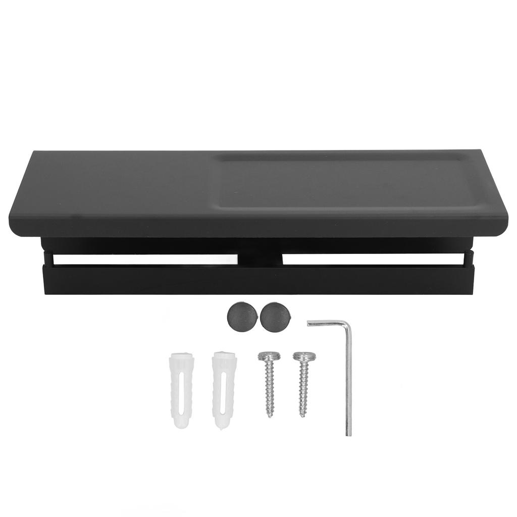 Wall Mount Toilet Paper Holder 2 Use Hotel Bathroom Tissue Waterproof with Storage Shelf Black