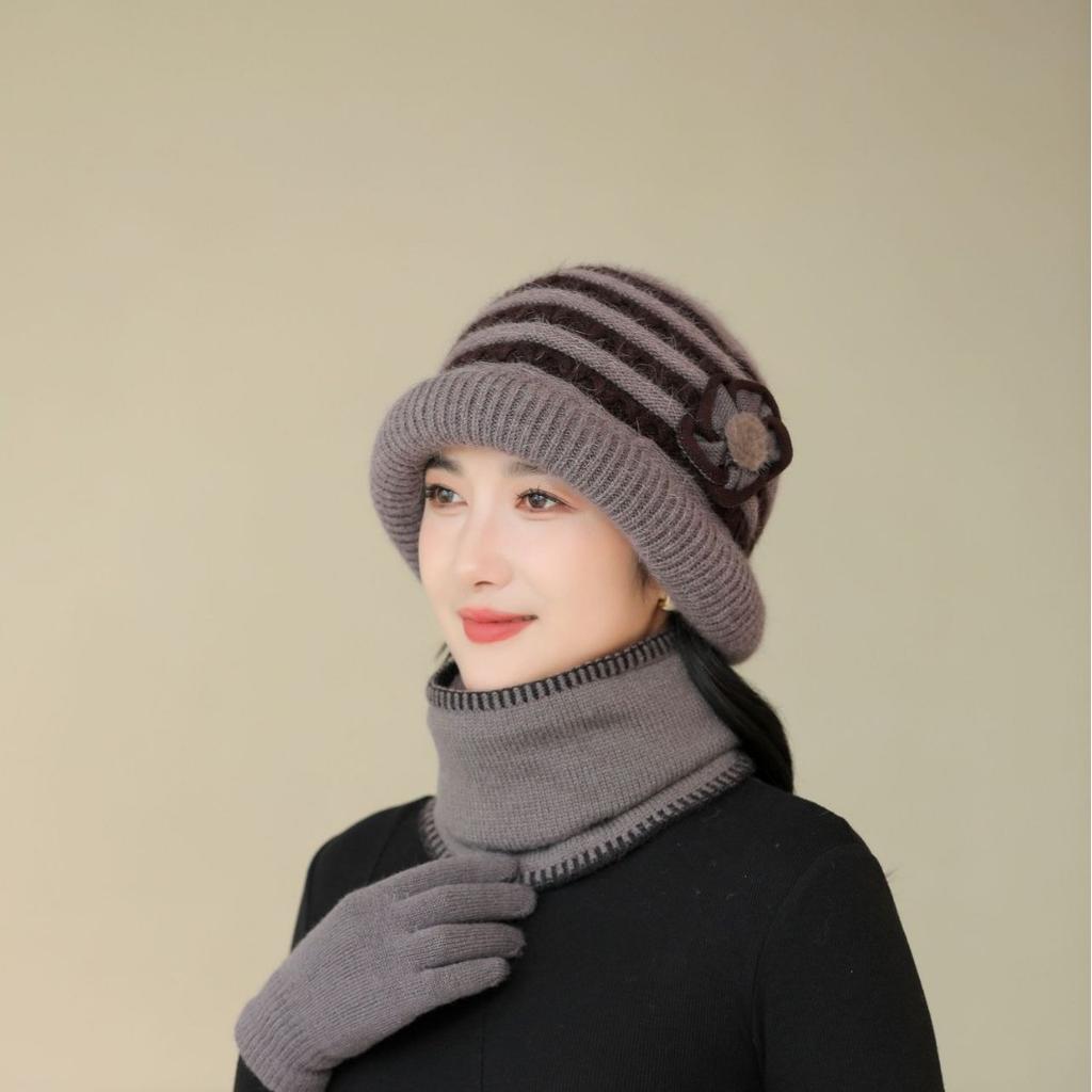 Mom Hat Girl Winter People Autumn and Winter Old Man Grandma Fashionable Old Lady Warm Knitted Wool Hat
