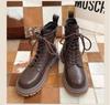 Осенне-зимние женские ботильоны из хлопка, классические коричневые, черные кожаные туфли в готическом стиле в стиле панк, короткие ботинки на среднем каблуке, туфли на платформе