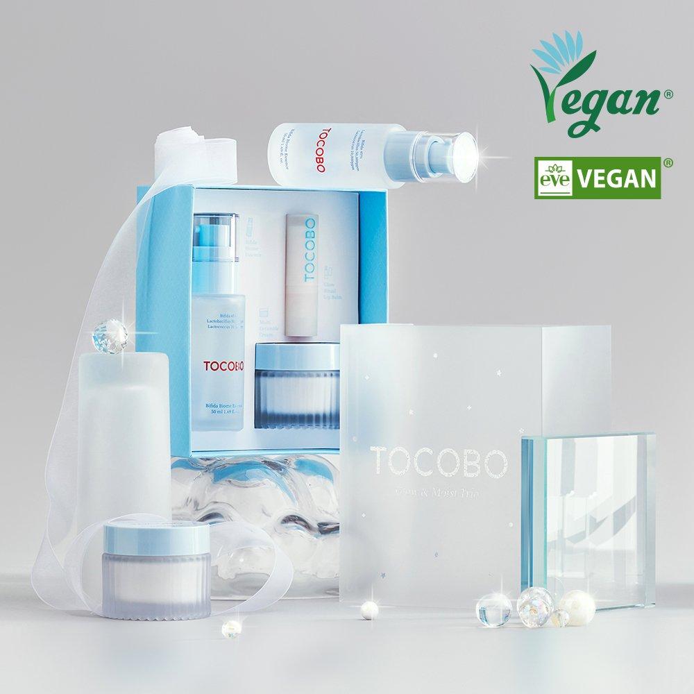 Glow & Moist Trio Set Bifida Biome Essence 50 мл + Multi Ceramide Cream 50 мл + Tocobo_Glow Ritual Lip Balm_001 Coral Water 3,5 г