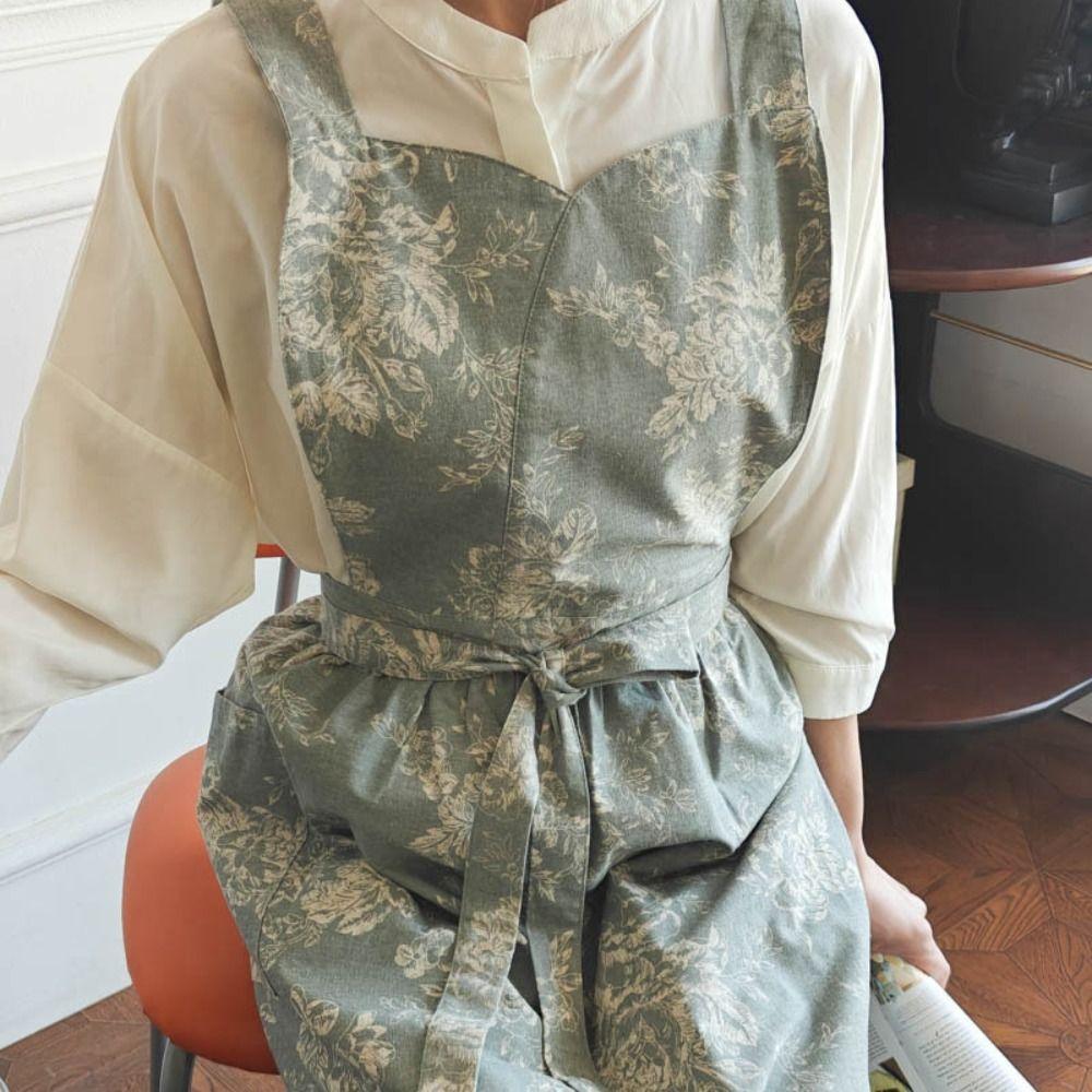 Элегантный кухонный фартук с карманами Фартук для готовки Портативный водоотталкивающий фартук Женский