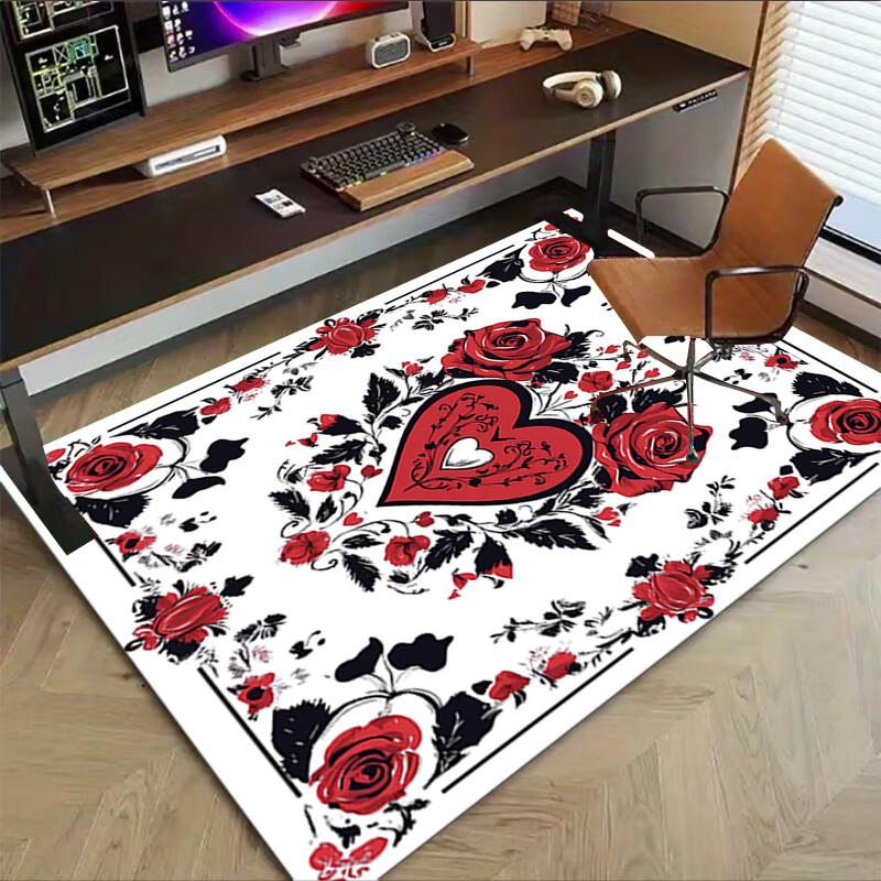1PC Rose Heart Non-Slip Floor carpet, Office, family, bedroom, Studio - Large Area Rug, Vibrant Colors-C0498