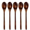 Long Handle Flatware Mixing Ellipse Wooden Spoons Soup Spoons Kitchen Utensil Cooking Supplies