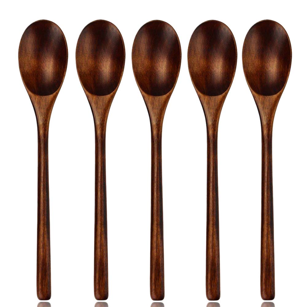 Long Handle Flatware Mixing Ellipse Wooden Spoons Soup Spoons Kitchen Utensil Cooking Supplies