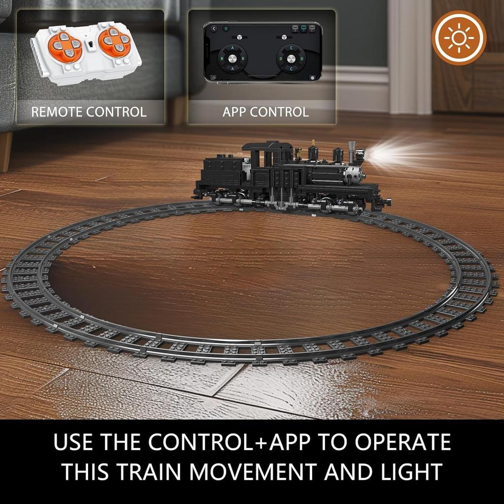 MOULD KING 12032 Technical Car Toys Remote Control Shay-type Steam Locomotive Model Assembly Train Brick Toys Kid Christmas Gift