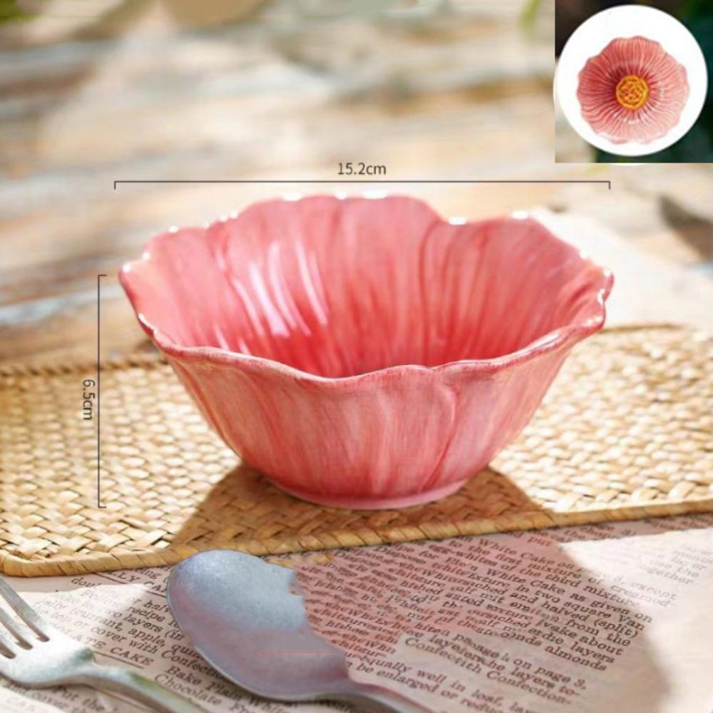 Household Ceramic Flower Plate Light Luxury Decorative Bowl Pastry Dish Soup Bowls Western Food