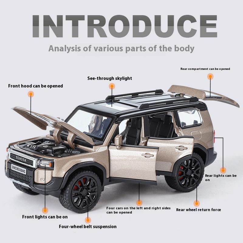 FAJC5 1:32 TOYOTA PRADO Land Cruiser Off Road Vehicle Metal Alloy Diecast Model Car Outdoor Display Collectibles Decorative Gift Boy