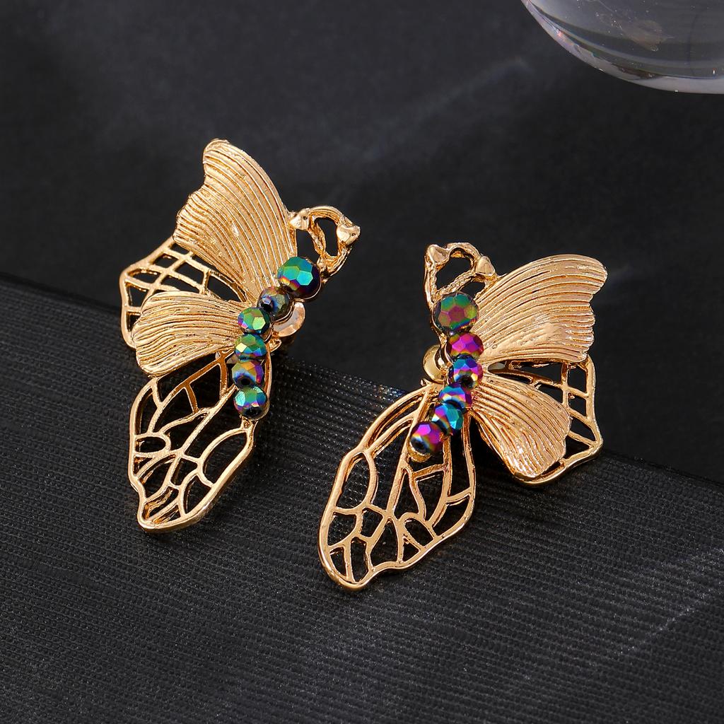 New European and American Dark Hollow Butterfly Rose Earrings with Cold Style Gothic Earrings