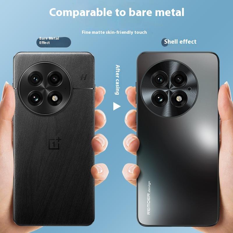 For OnePlus 13 Case Anti-Fall Skin-Touch Matte PC Phone Cover with Metal Lens Ring