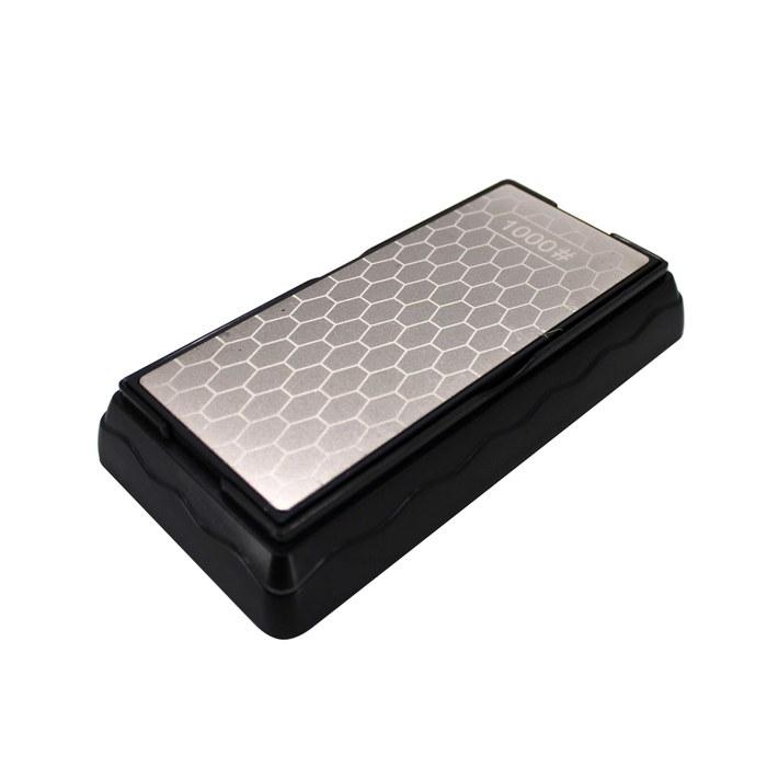 HFS Diamond Whetstone #400 #1000 Double-Sided with Non-Slip Base, for Finishing and Honing Knives, Includes Stone Holder, Silver