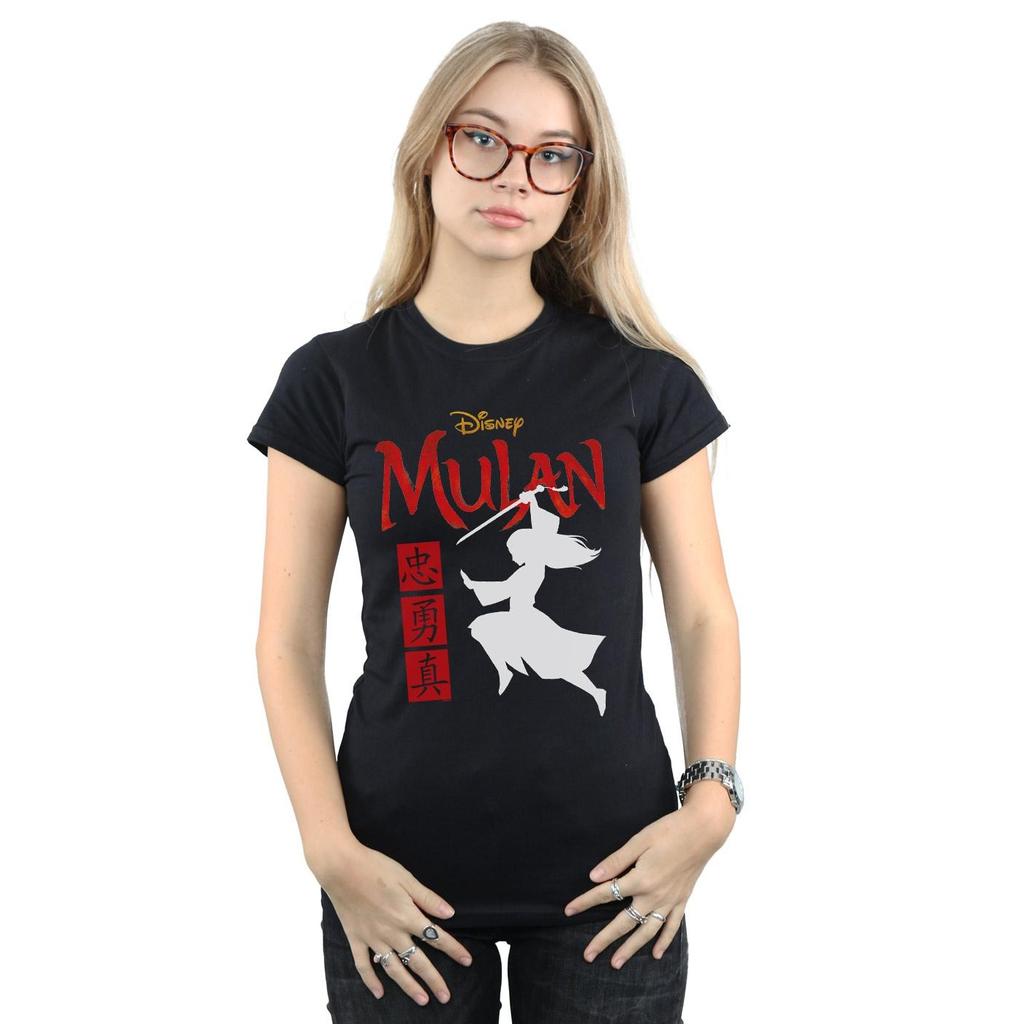 Disney Womens/Ladies Mulan Movie Warrior Silhouette Cotton T-Shirt