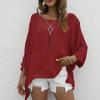 Spring and Autumn Women's Plus Size Shirt Round Neck Casual Loose Top