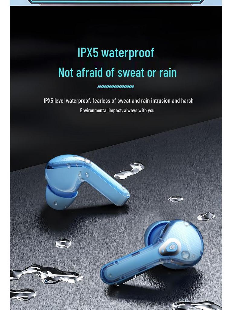 Transparent Bluetooth Earbuds with Charging Cable