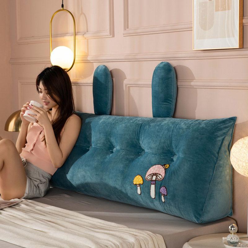 Большая треугольная прикроватная подушка с вышивкой, плюшевый чехол с наполнителем из пены с эффектом памяти, мягкая подушка размера King Queen