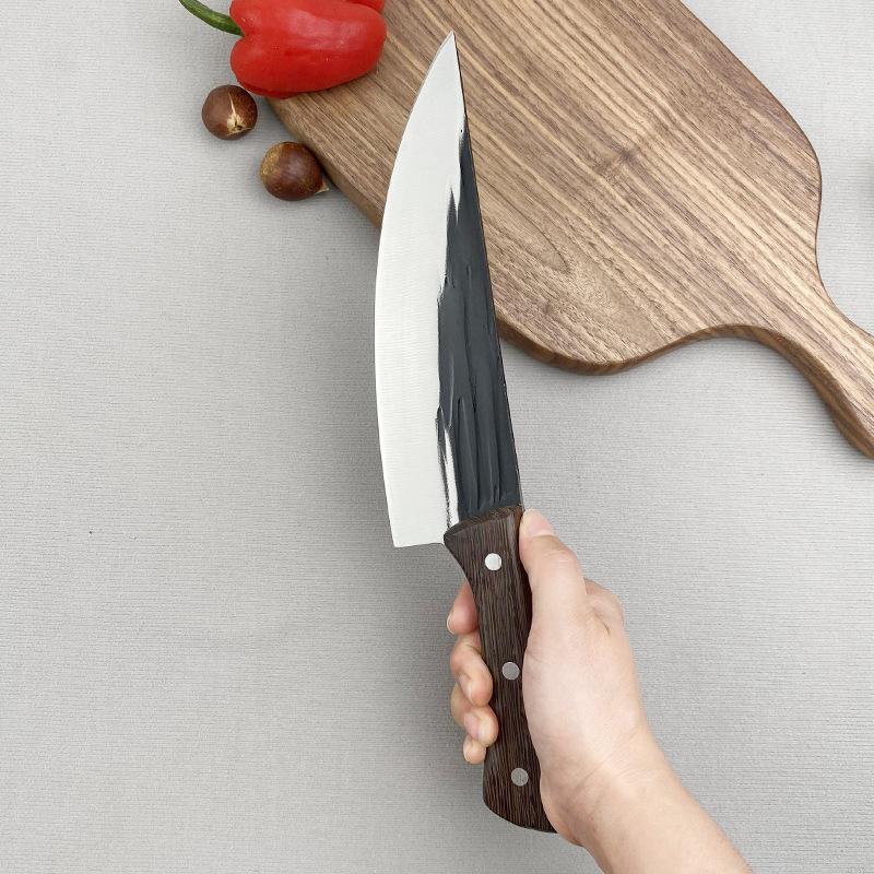 Нож шеф-повара ручной работы, нож для мяса, нержавеющая сталь, деревянная ручка, китайские ножи для убоя, резак
