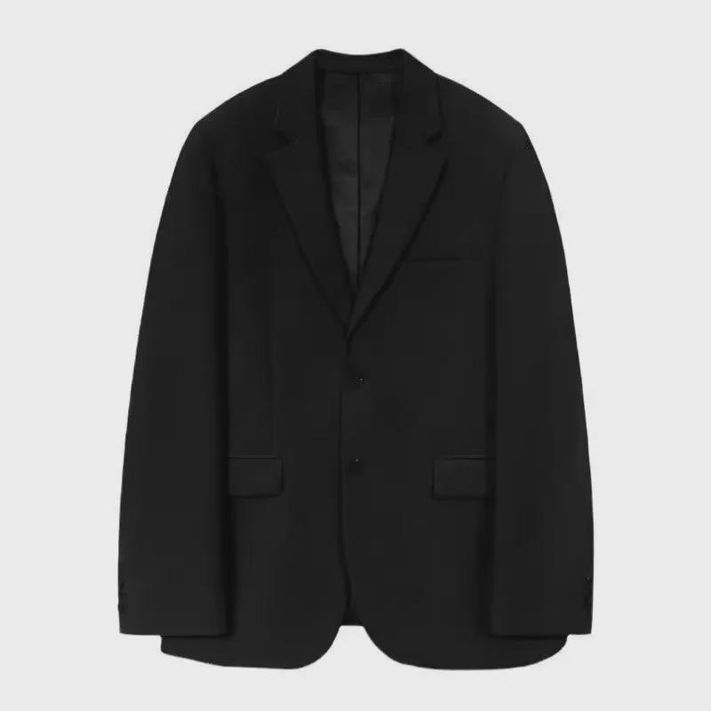 Men's Casual Korean Black Loose Fit Suit Jacket