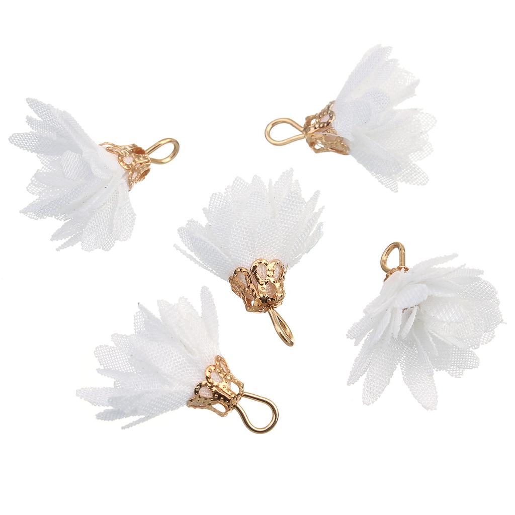 20Pcs/Lot 20mm Earring Pendant Chiffon Colorful Flower Shape Pendant Diy Jewelry Accessories For Women Sweet Earrings Production