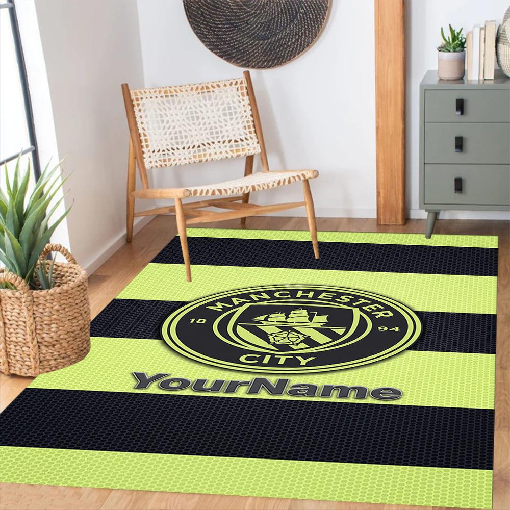 Manchester City Customizable Name Floor Rug Office Rug Perfect for Dining Room Dormitory Living Rooms Entryway Anti-slip Rug Decorate Offices