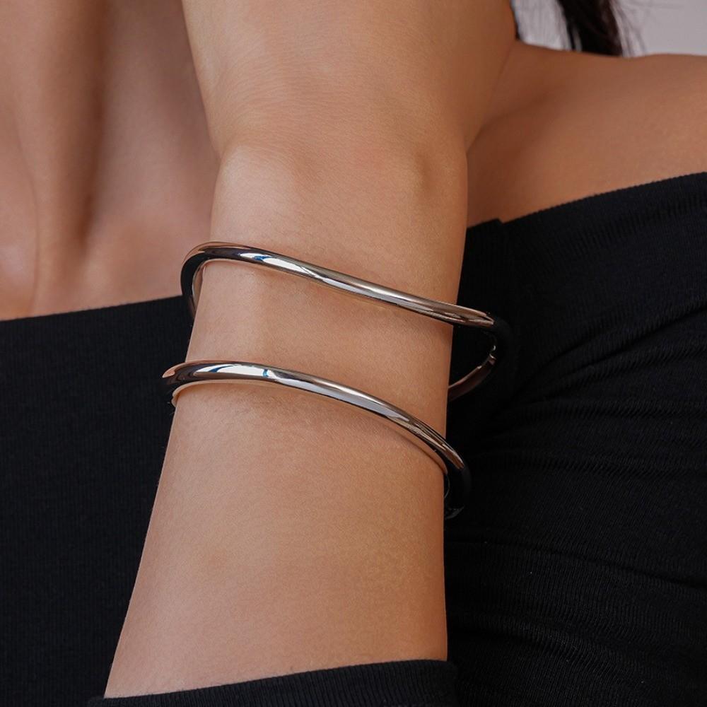 Europe American Style Wide Irregular Open Bangle Double-layer Exaggerated Bracelet Women