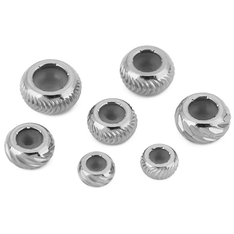 5pcs 6 8 10 mm Stainless Steel Stopper Beads With Silicon Rubber End Spacer Beads Diy Jewelry Making Bracelet Necklace Findings