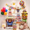 Candle Cake Bear Balloon Standing Base Aluminum Film Balloon Birthday Party Arrangement Scene Decoration Atmosphere Supplies