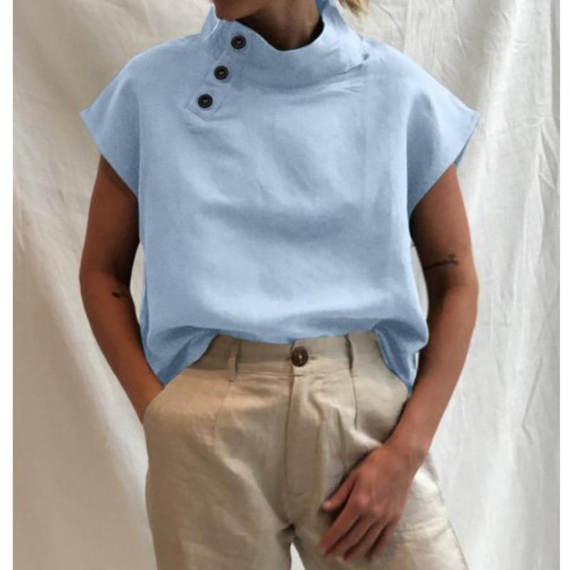 Celmia Women Summer Blouses 2023 Fashion Cotton Linen Blusas Lightweight White Shirt Casual Chic Tunic