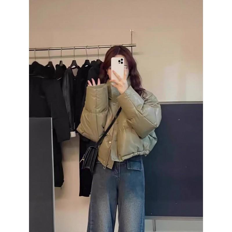 Womens Short Puffer Coat Loose Thick Cotton Padded Jacket Trendy Winter Warm Outerwear