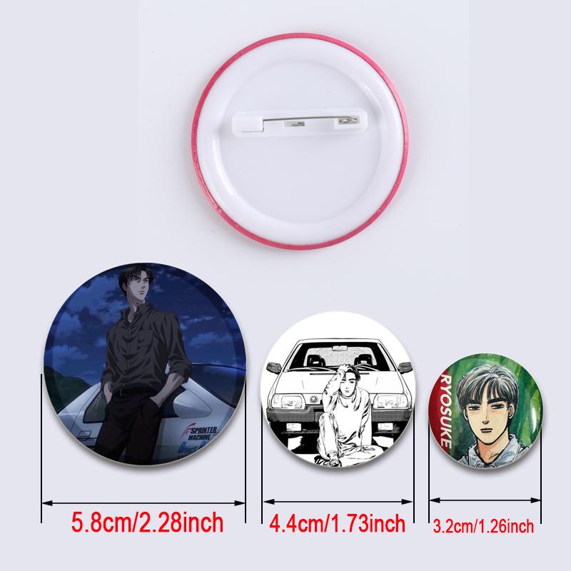 32/44/58MM Initial D Anime Enamel Pins for Clothes Bag Decor Round Cartoon Brooches On Backpack Racing Badge Jewelry Gift Accessory