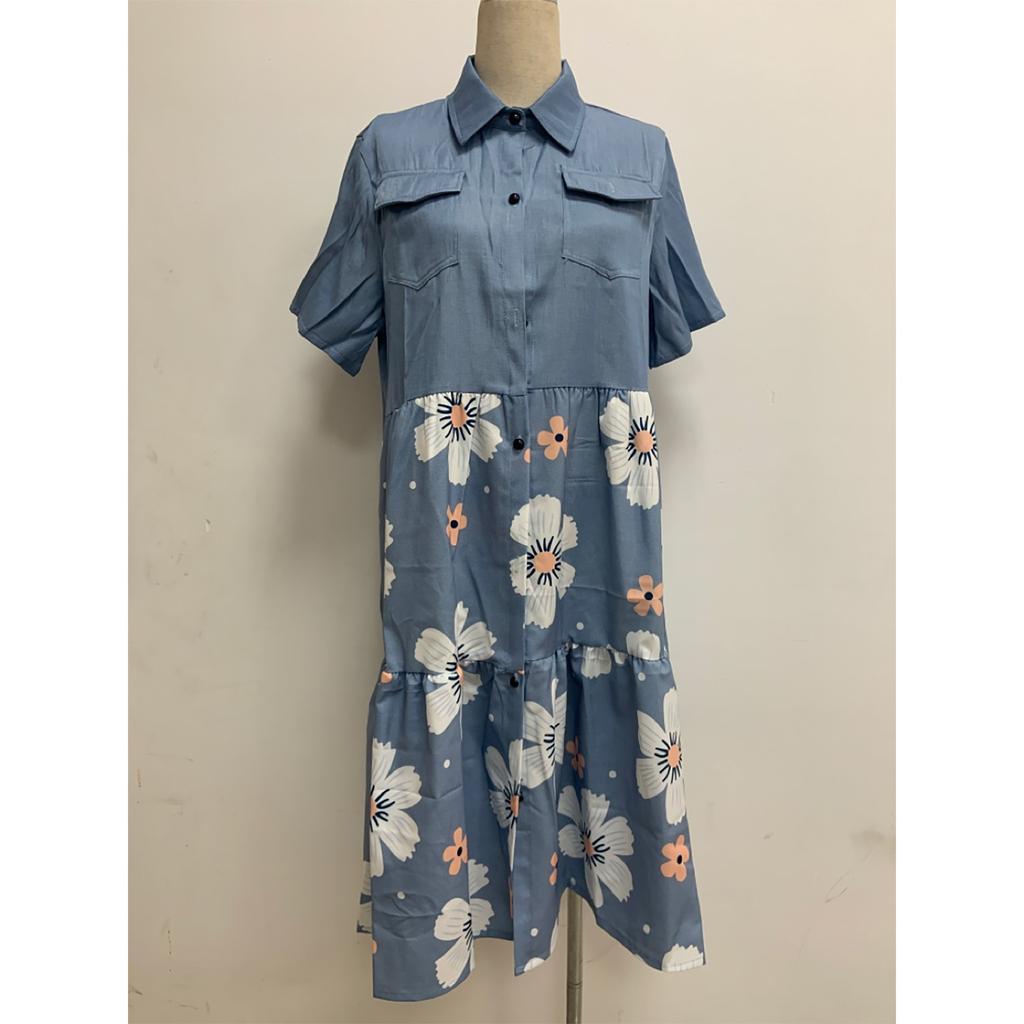 Women's Summer Fashion Casual Splicing Multi-button Multi-pocket Denim Skirt