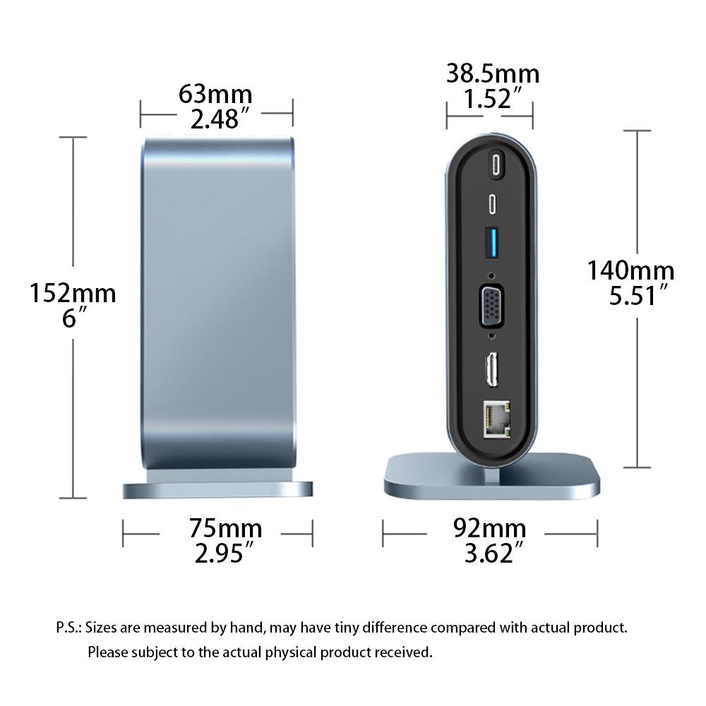 Док-станция 12 в 1 USB Type C HUB 4K HDMI-совместимый VGA RJ45 Lan Ethernet Устройство чтения карт SD/TF 100 Вт PD зарядка Разветвитель USB 3.0 для ноутбука