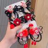 2pcs Flower Tassel Children Bow Hairpin New Year Headress Hanfu Side Clip Wig Braid Hairpin Girls